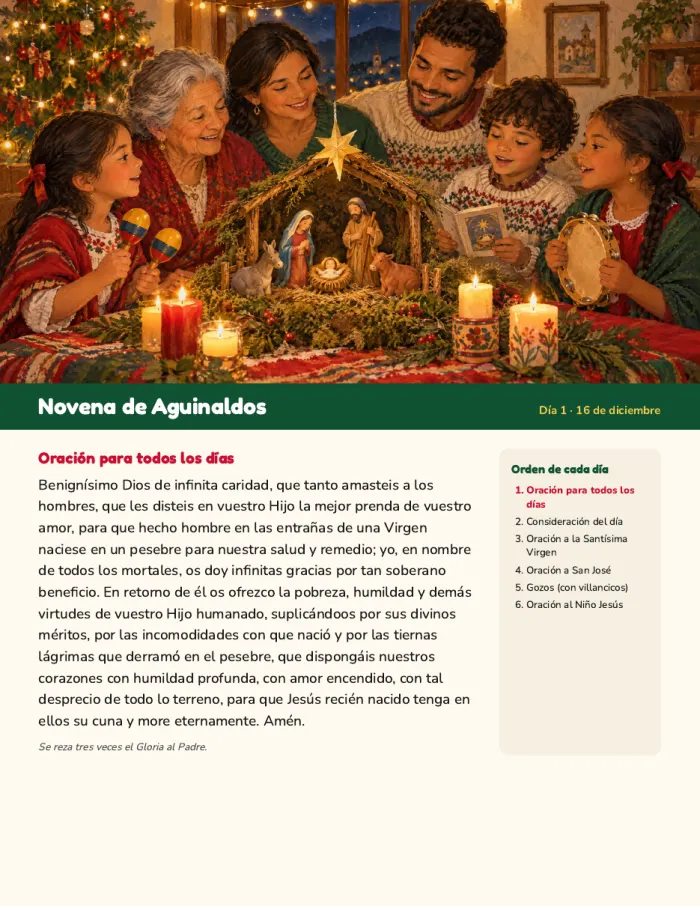 Página de la Novena de Aguinaldos ilustrada